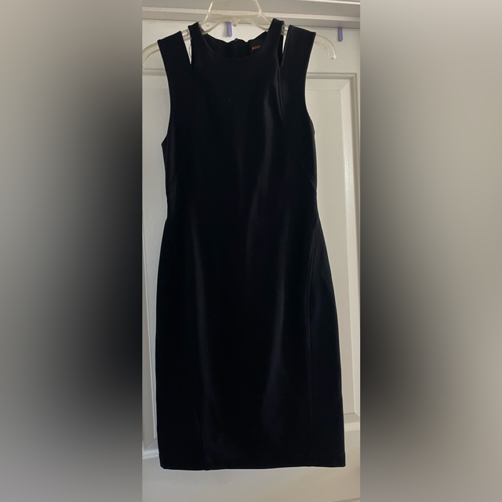 Boss Black Sleeveless Midi Sheath Dress